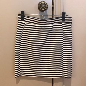 Madewell black and white striped stretch skirt